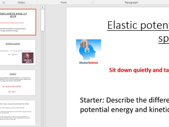 Hooke's law Spring Extension new GCSE 9-1 (detailed ppt, results table and follow up questions)