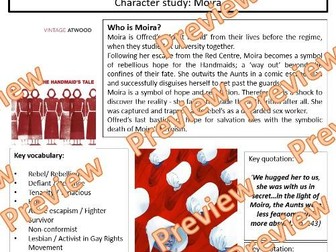 Handmaid's Tale Character Knowledge Organiser: Moira