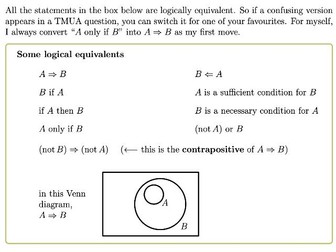 TMUA Paper 2 Logic and Proof notes