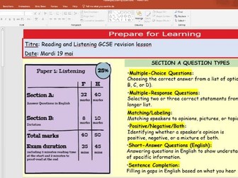 French GCSE Reading and Listening exam skills (2026 new spec)