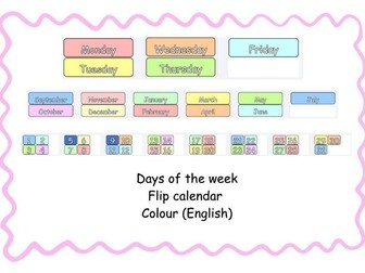 Days of the week flip calendar - Colours English Edition