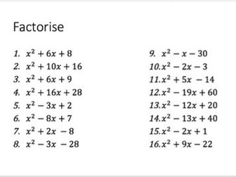 Expand, Simplify & Factorising Quadratic Expressions Lesson Series