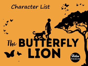 The Butterfly Lion: Character List