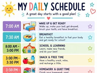 Kids Daily Schedule chart with Times