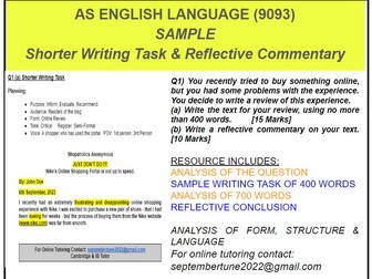 SAMPLE REFLECTIVE COMMENTARY OF REVIEW: CAIE AS ENGLISH LANGUAGE (9093)
