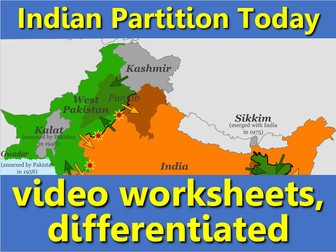 Indian Partition: video worksheets, differentiated