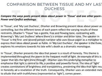 Grade 9 Essay AQA GCSE English literature Poetry Power and conflict - Tissue & My last Duchess