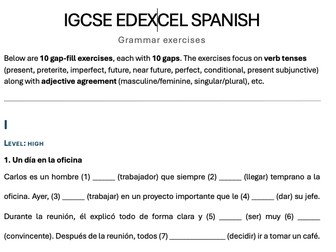 IGCSE Edexcel Spanish- grammar exercise Paper 2 practice