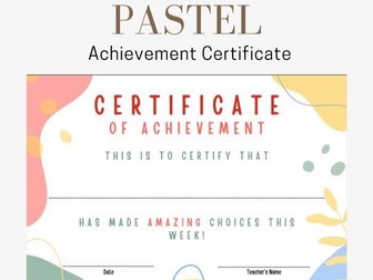 Pastel Rainbow Colourful Children's Achievement Certificates For Teachers / Schools