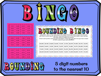 Rounding to the nearest 10 with 5 digit numbers bingo