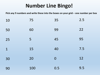 Number Line Bingo