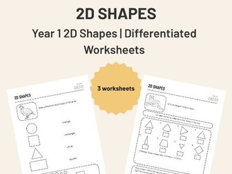 Naming 2D Shapes Year 1 Worksheets