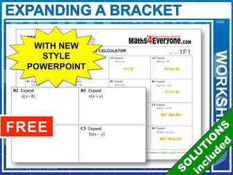 Expanding a Bracket (Worksheets with Answers)
