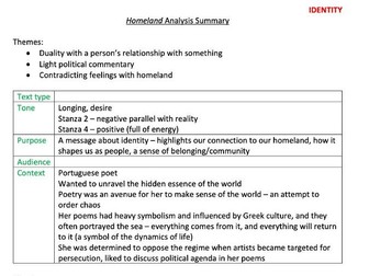 Homeland by Sophia Breyner Poem Analysis - Oxford AQA English Lit GCSE 'People and Places' Anthology