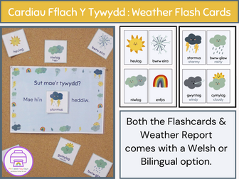 Y Tywydd - Weather Flashcards and Daily weather chart, Welsh Second Language