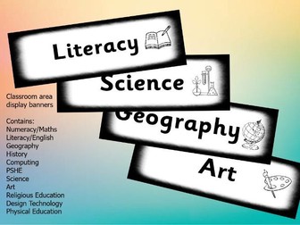 Classroom area subject banners