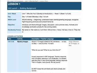 Full Year of ESL Lesson Plans