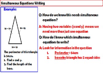 Forming Simultaneous Equations