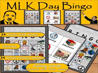 Martin Luther King Jr Bingo Game – MLK Day Classroom Activity with 24 Calling Cards