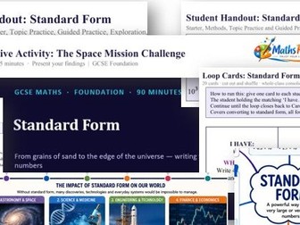 Standard Form - Comprehensive GCSE Lesson Pack