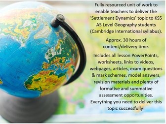 AS Level Geography Settlement Dynamics Unit of Work Fully Resourced (Cambridge International, KS5)