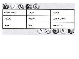 GCSE CCEA Database Bingo