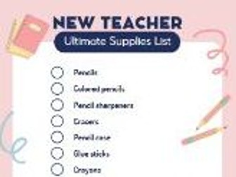 New Teacher Supplies List