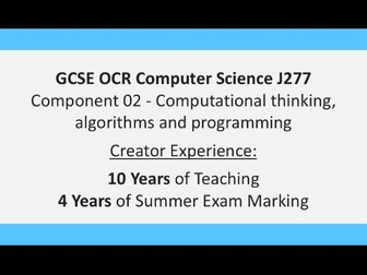 GCSE OCR Computer Science J277/02 - 2.2 Programming Fundamentals Revision (Lesson 1)