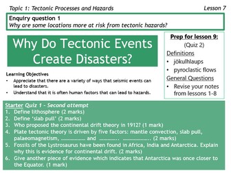 Tectonics Processes and Hazards, Edexcel, A level. Full scheme of work with end of topic test, homework, and mark schemes.