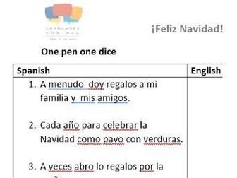 Navidad  present tense One pen one dice