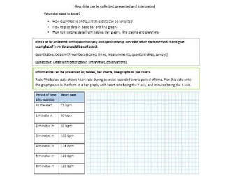 GCSE PE - How data can be collected, presented and interpreted - Student worksheet