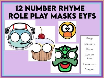 12 Number Rhyme Role Play Masks EYFS