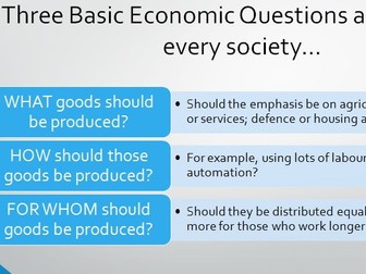 IB Higher Level / Standard Level Foundations of Economics Three Basic Economic Questions PPTs