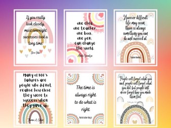 Rainbow theme motivational quotes classroom poster • Classroom Posters Printable