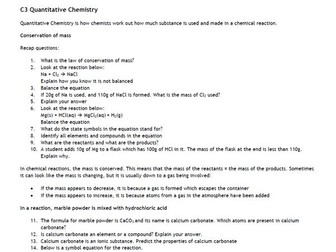 AQA GCSE Chemistry - Quantitative Chemistry (Combined Content) Revision