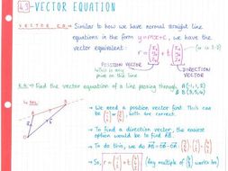 IB Maths SL - Topic 4 Vectors - Notes | Teaching Resources