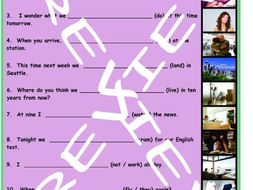 Future Continuous Tense 3 Photo Worksheet Set