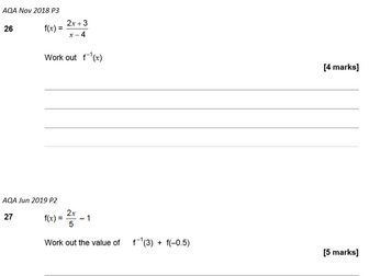 Function Notation - GCSE Maths Exam Questions