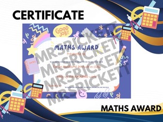 Maths Award/Certificate (colourful)