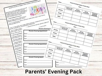 Parents' Evening Document Pack for Teachers (8 Documents)