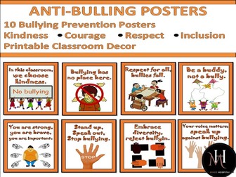 Anti-Bullying Posters | 10 Bullying Prevention Classroom Posters | SEL Decor