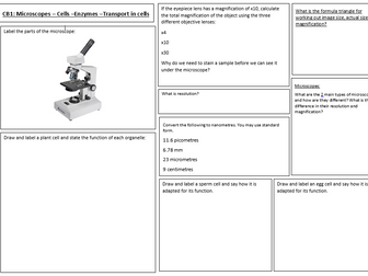 NEW EDEXCEL COMBINED GCSE 9-1 CB1 KEY CONCEPTS IN BIOLOGY REVISION MAT