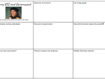 Tudor monarch revision worksheets