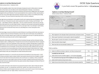 GCSE Style Comprehension Questions