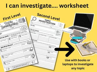 Topic Investigation Research Worksheets | Primary Research Skills | 2 Differentiated Templates
