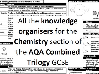 AQA 9-1 New GCSE: Chemistry Knowledge Organisers