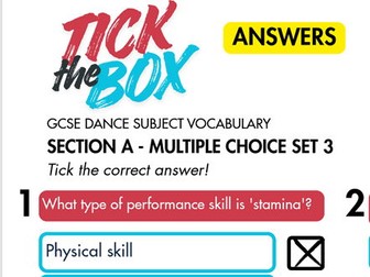 GCSE Dance Section A multiple choice Set 3