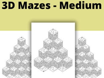 Mind-Bending 3D Mazes: Medium Level | Engaging Puzzle Worksheets for Brain Teaser Enthusiasts