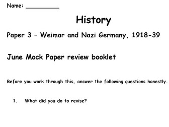 EDEXCEL Paper 3 Germany Exam Feedback Booklet