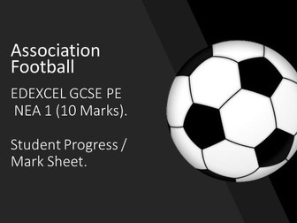 GCSE PE Football Edexcel Assessment sheets and Student Progress sheets.